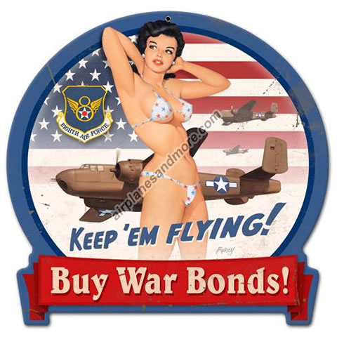 "Keep 'em Flying - Buy War Bonds" Vintage Metal Sign